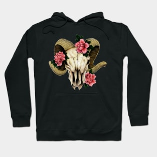 Ram Skull Peonies Hoodie